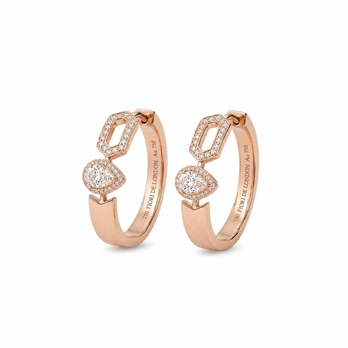 حلق الأذن الفردي Opera Rose Gold بشكل كمثري