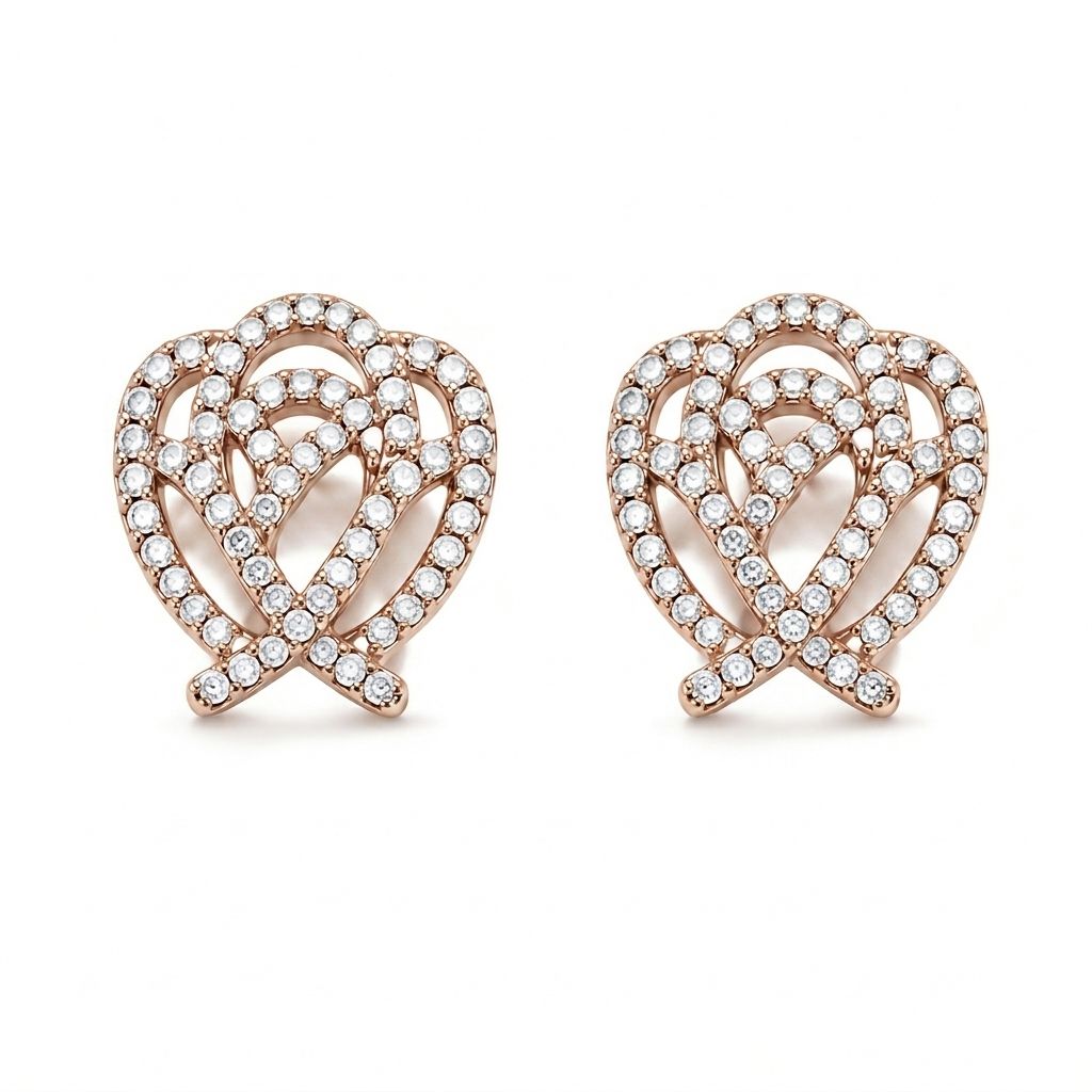 Pretty Rose Gold Earring Full Diamond