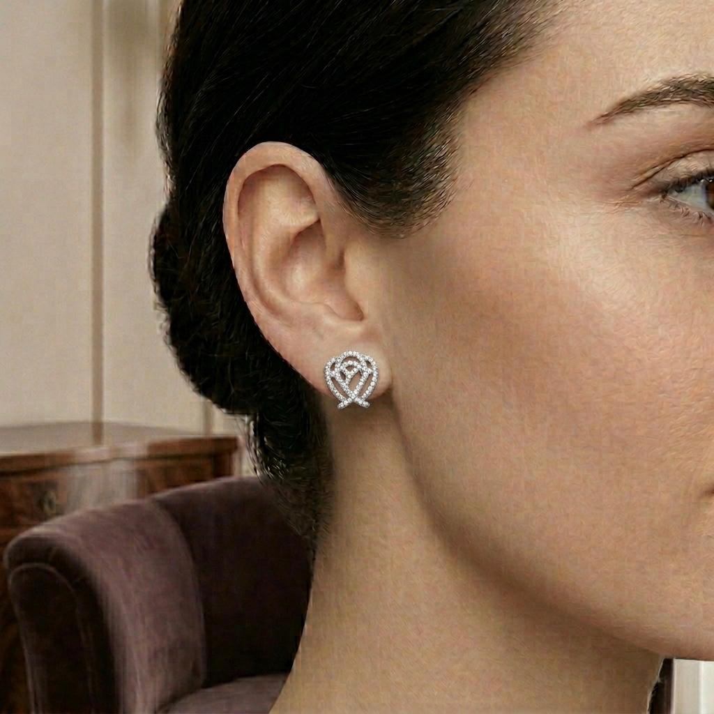 Pretty White Gold Earring Full Diamond