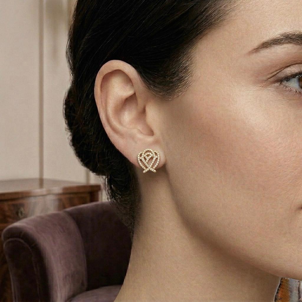 Pretty Yellow Gold Earring Full Diamond